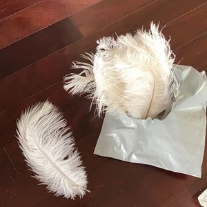 20 piece white faux feathers